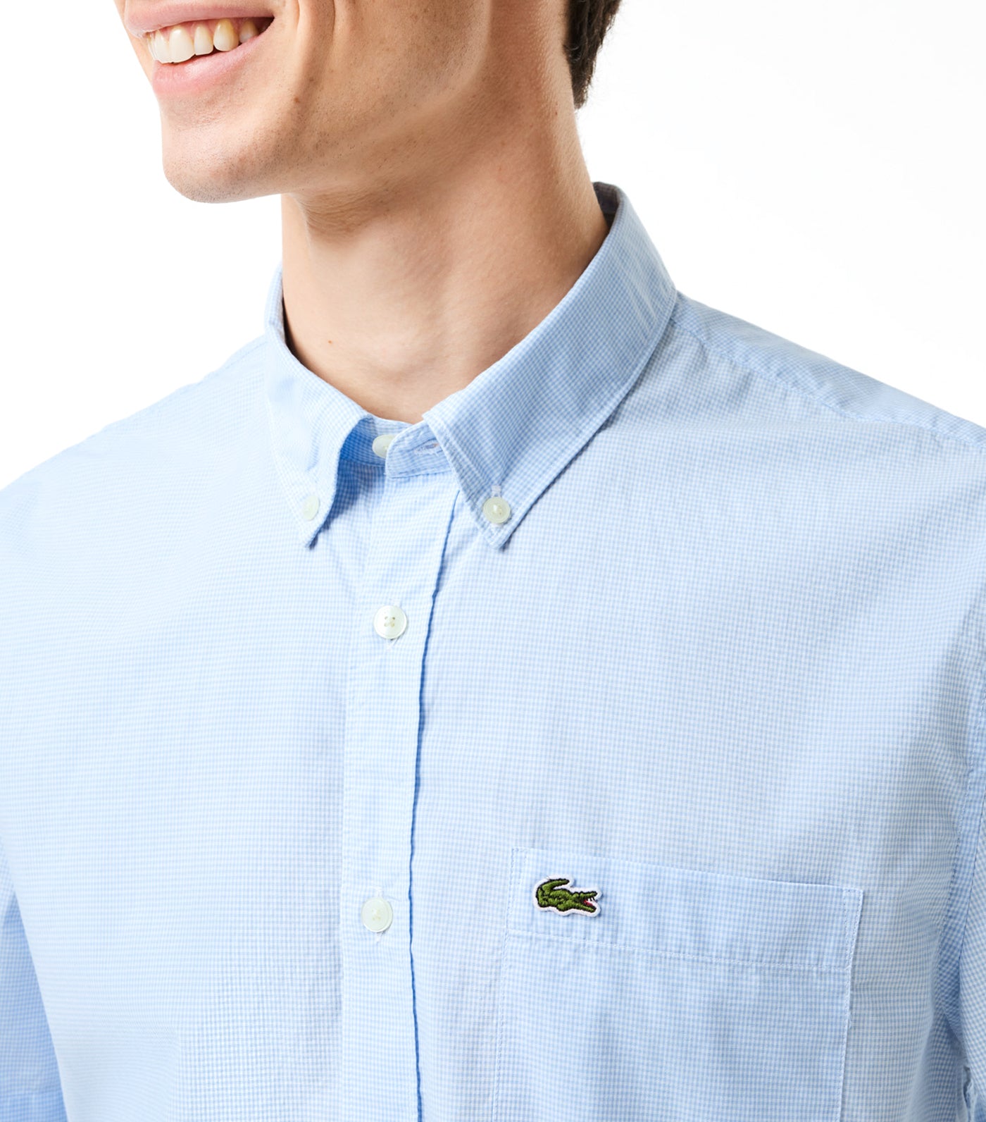 Short Sleeved Regular Fit Gingham Print Shirt White/Overview