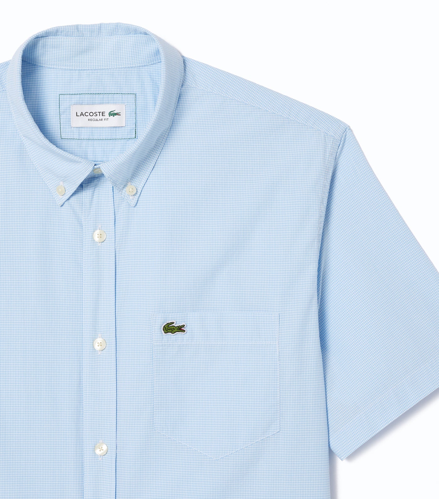 Short Sleeved Regular Fit Gingham Print Shirt White/Overview