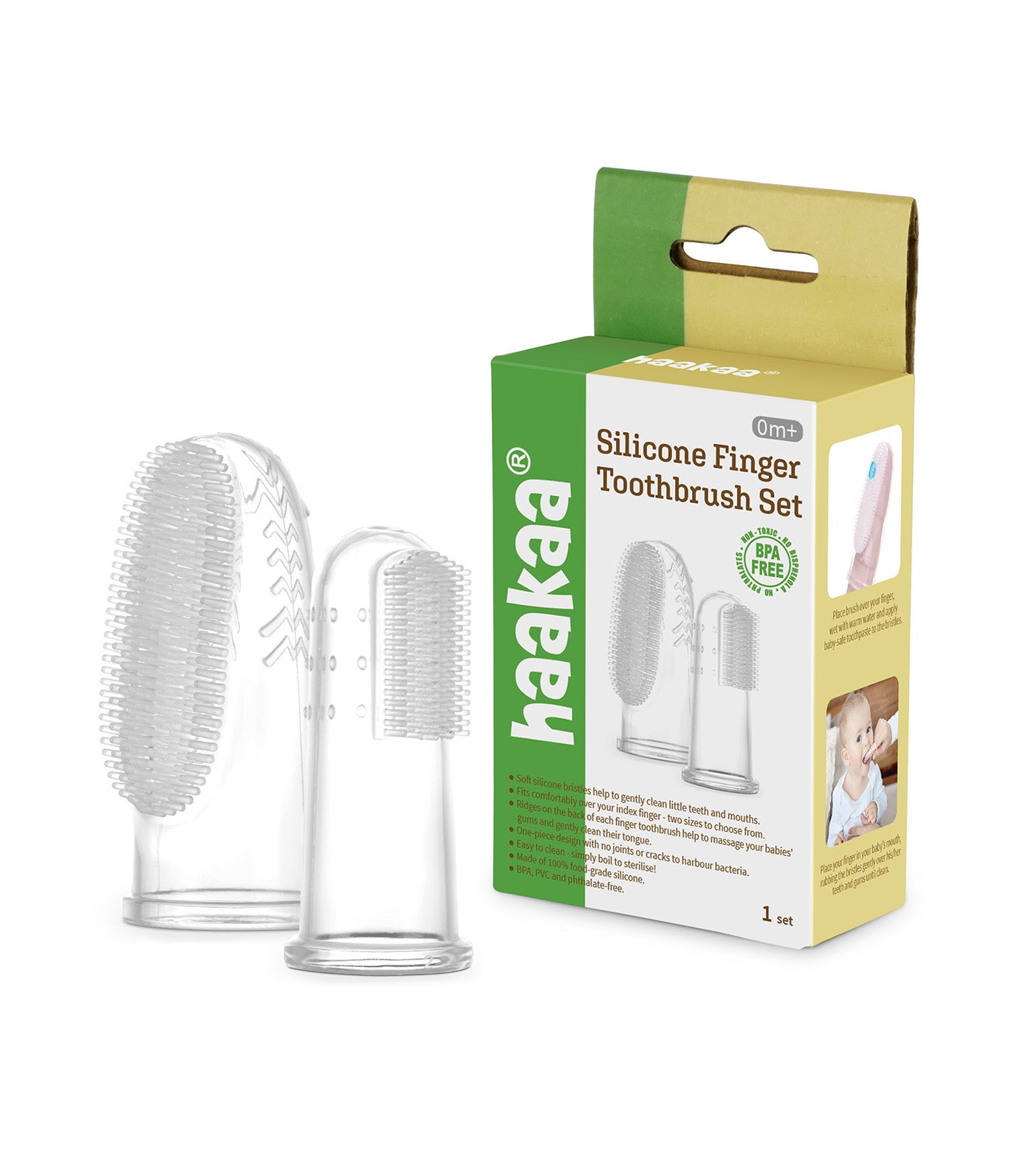 Silicone Finger Toothbrush Set 2pcs (Small and Large)