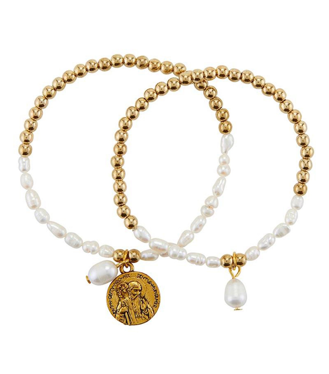St. Benedict Pearl Bracelet, Set of 2