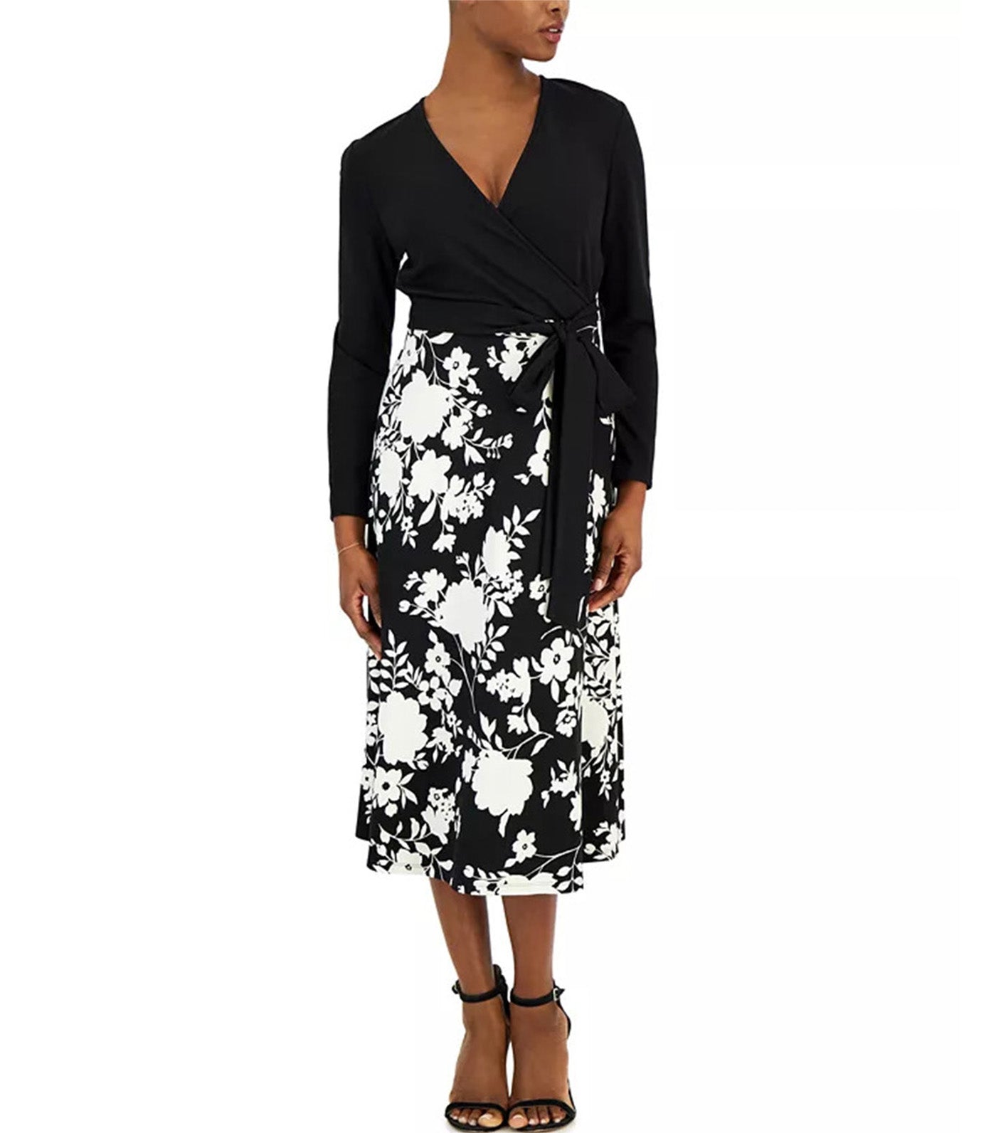 Petite Printed Serenity Tie-Waist Dress Anne Black/Atlantic Gray Multi