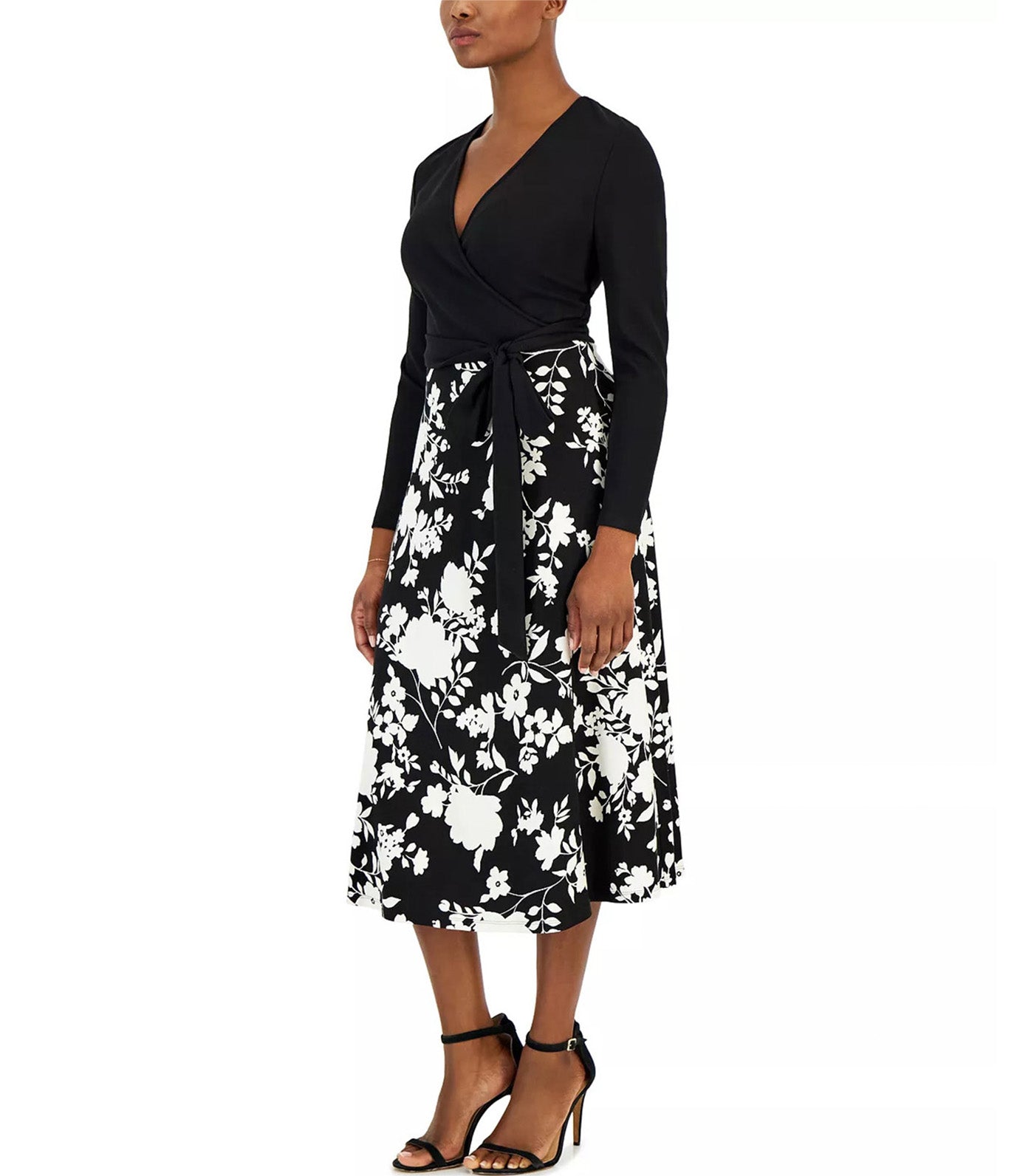 Petite Printed Serenity Tie-Waist Dress Anne Black/Atlantic Gray Multi