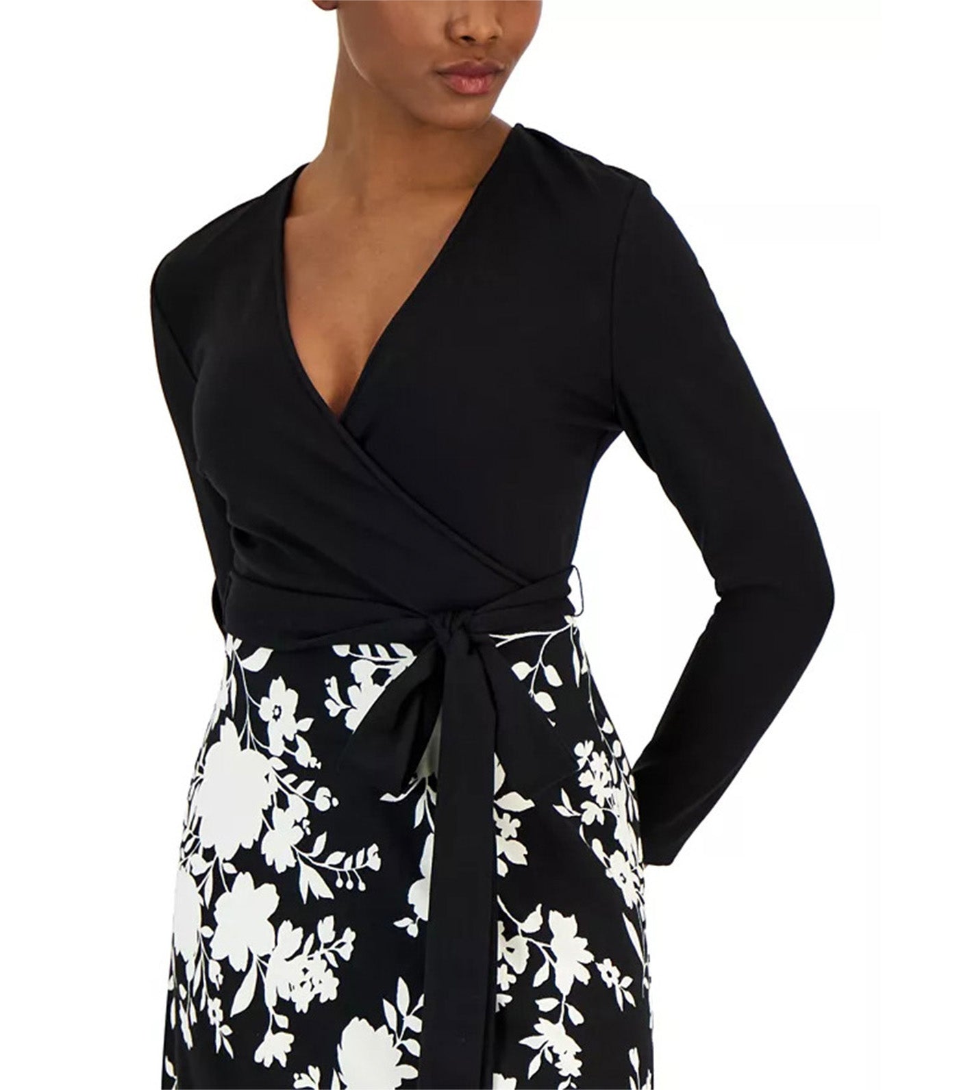 Petite Printed Serenity Tie-Waist Dress Anne Black/Atlantic Gray Multi