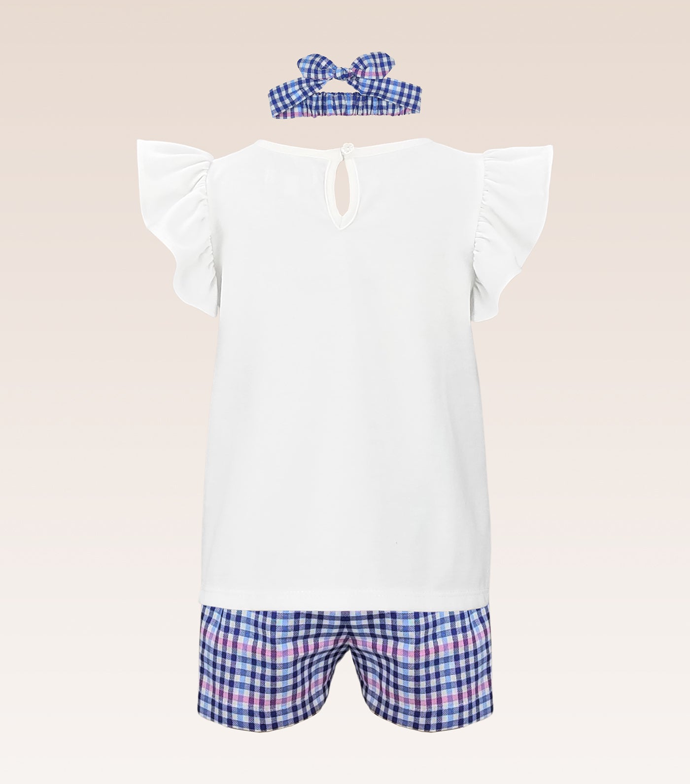 Candice Baby Girls Top and Checkered Shorts Set with Headband