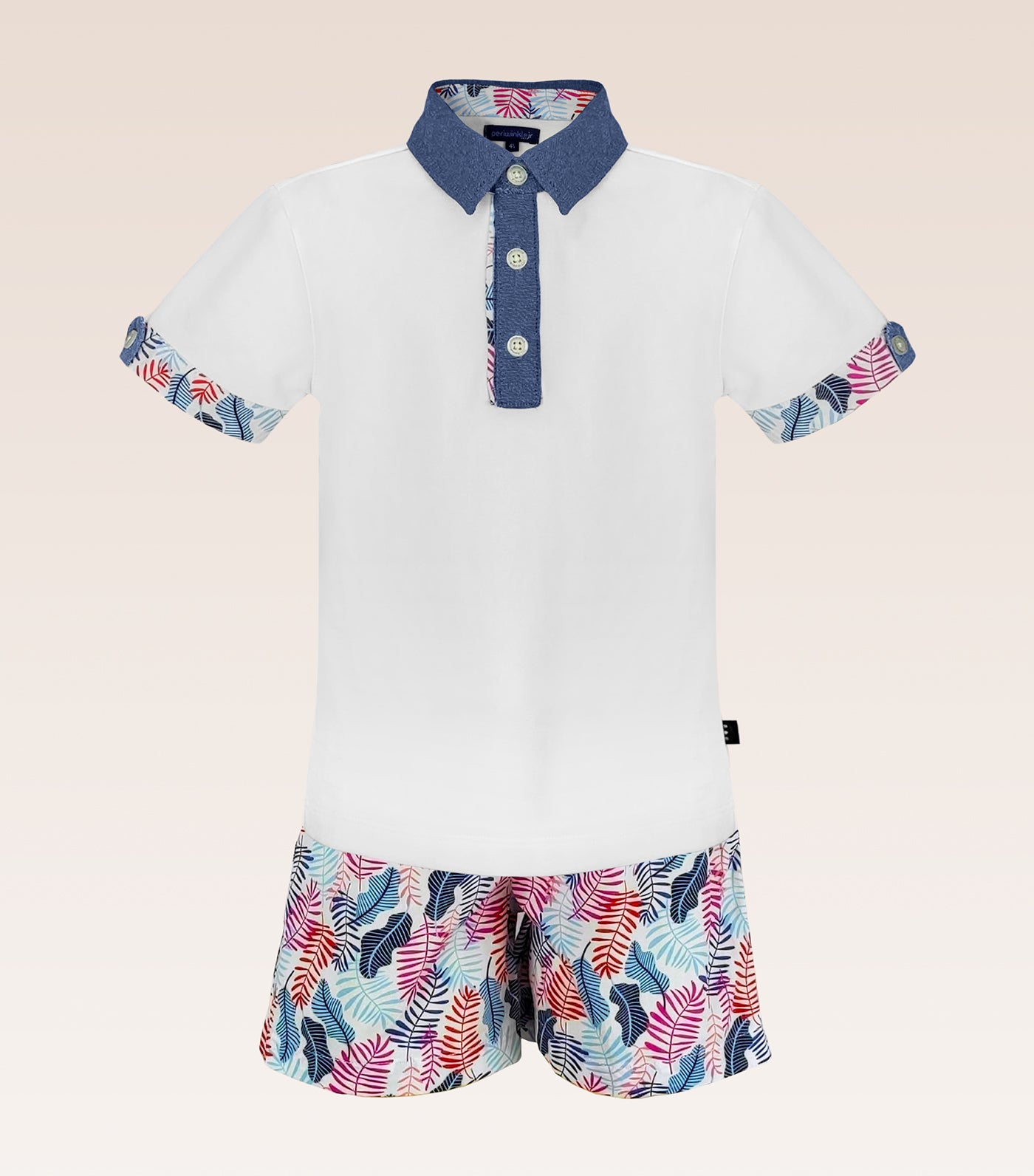 Brian Boys Polo Chambray and Printed Shorts Set