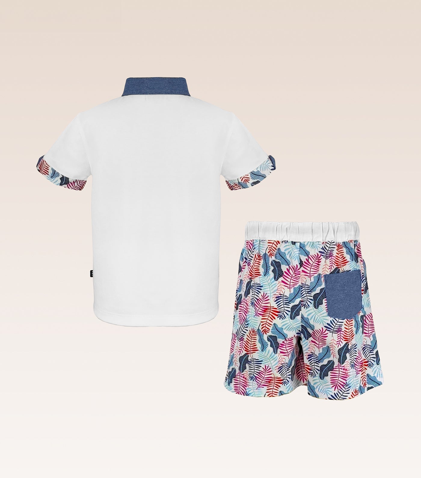 Brian Boys Polo Chambray and Printed Shorts Set