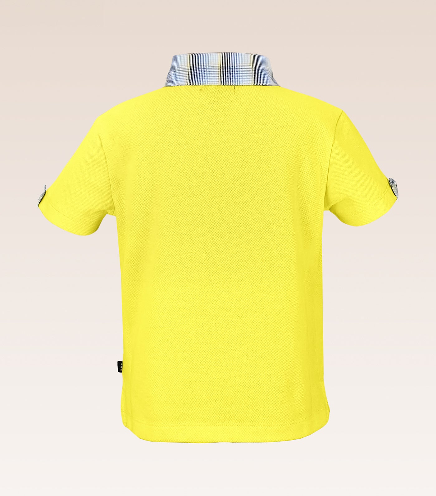 Benedict Boys Yellow Polo Pique Shirt with Checked Woven Collar