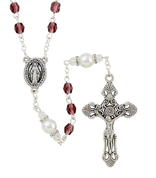 Amethyst and Pearl Rosary Silver