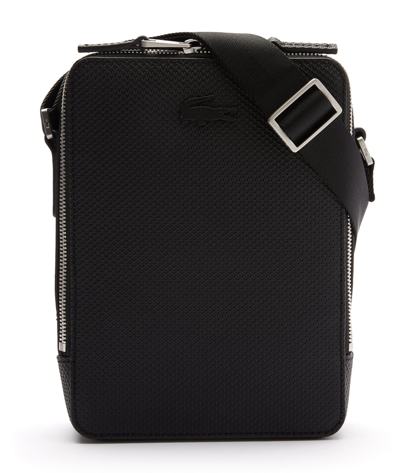 Unisex Chantaco Matte Stitched Leather Vertical Camera Bag Black