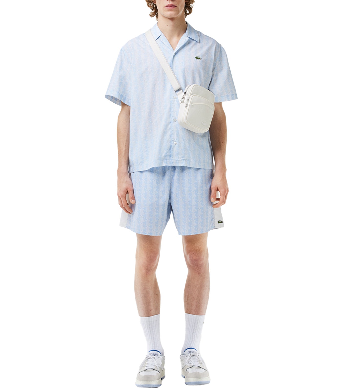 Short Sleeved Monogram Print Shirt Phoenix Blue/Flour