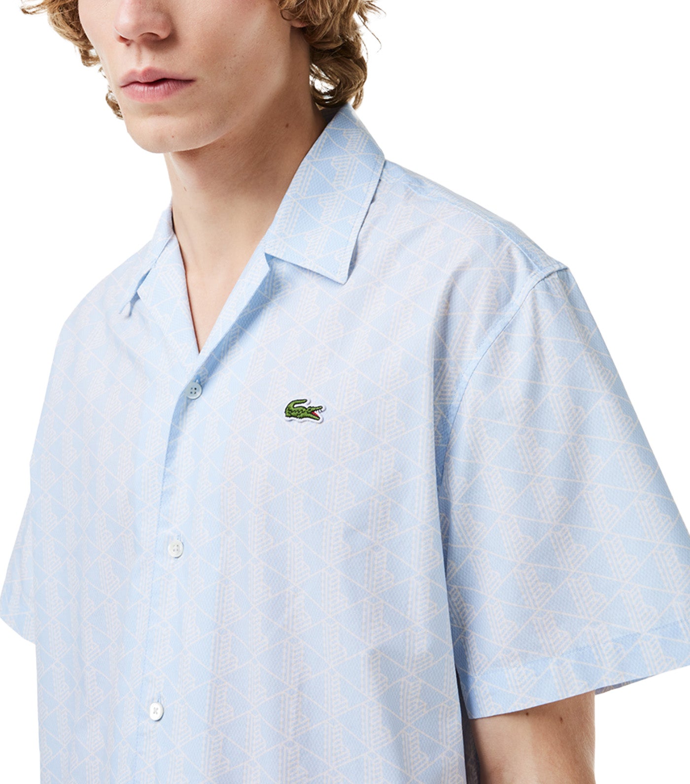 Short Sleeved Monogram Print Shirt Phoenix Blue/Flour