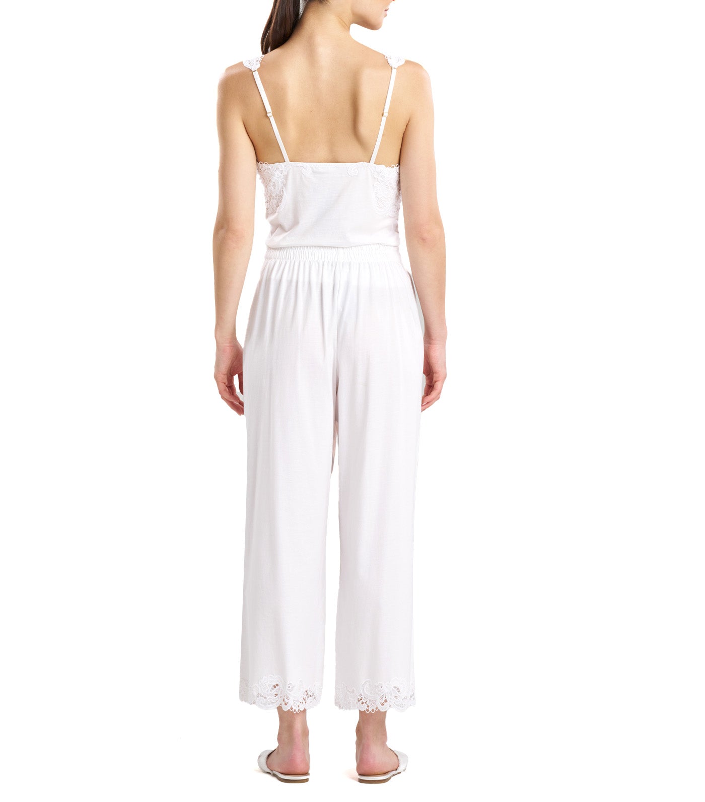 Bliss Harmony Lace Applique Cropped Pants White