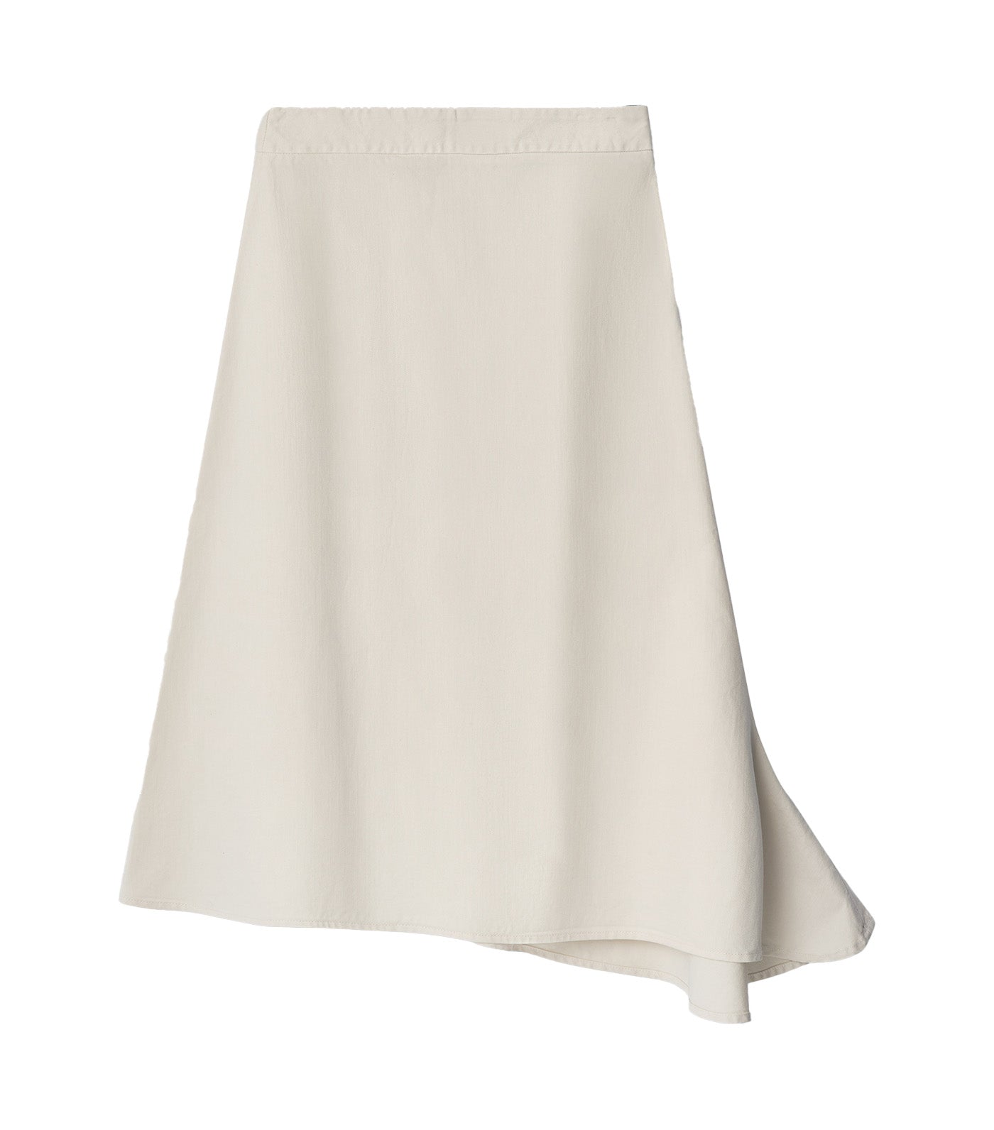 Asymmetric Denim Cotton Skirt Cream