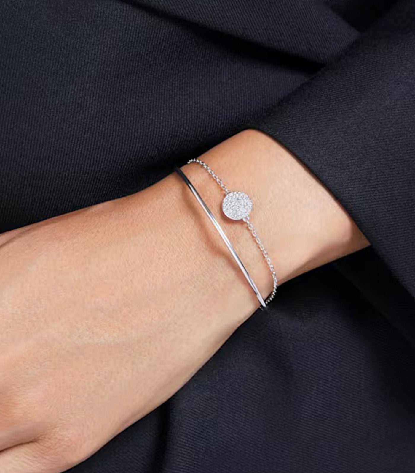Sublima Bangle White, Rhodium Plated