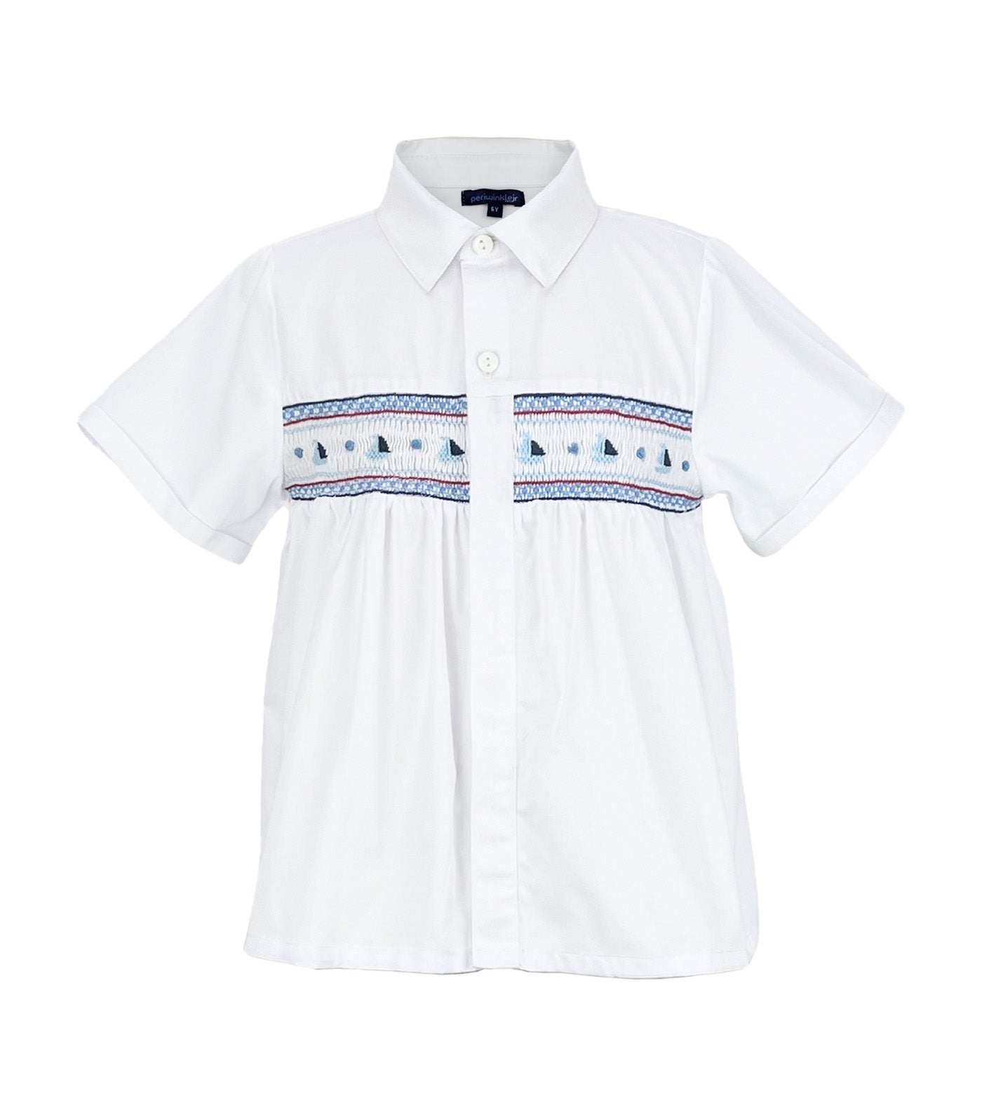 Lyam Boys Collared Shirt with Smock Detail Shorts Set Navy