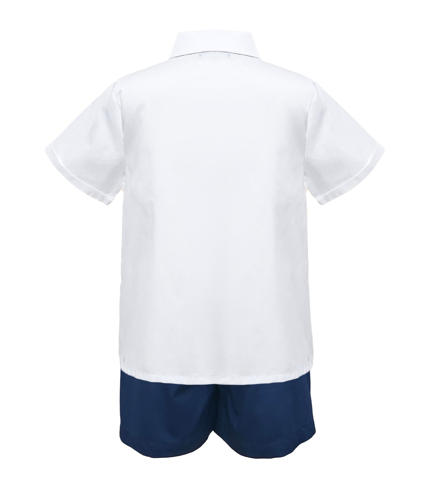 Lyam Boys Collared Shirt with Smock Detail Shorts Set Navy