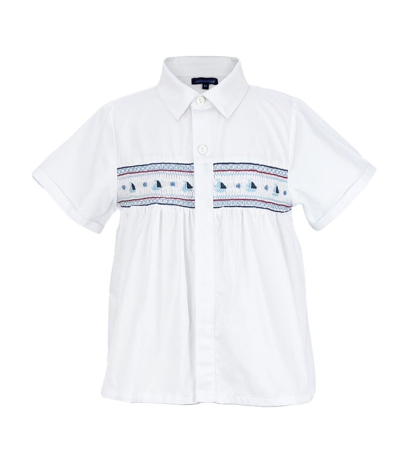 Lyam Boys Collared Shirt with Smock Detail Shorts Set Light Blue