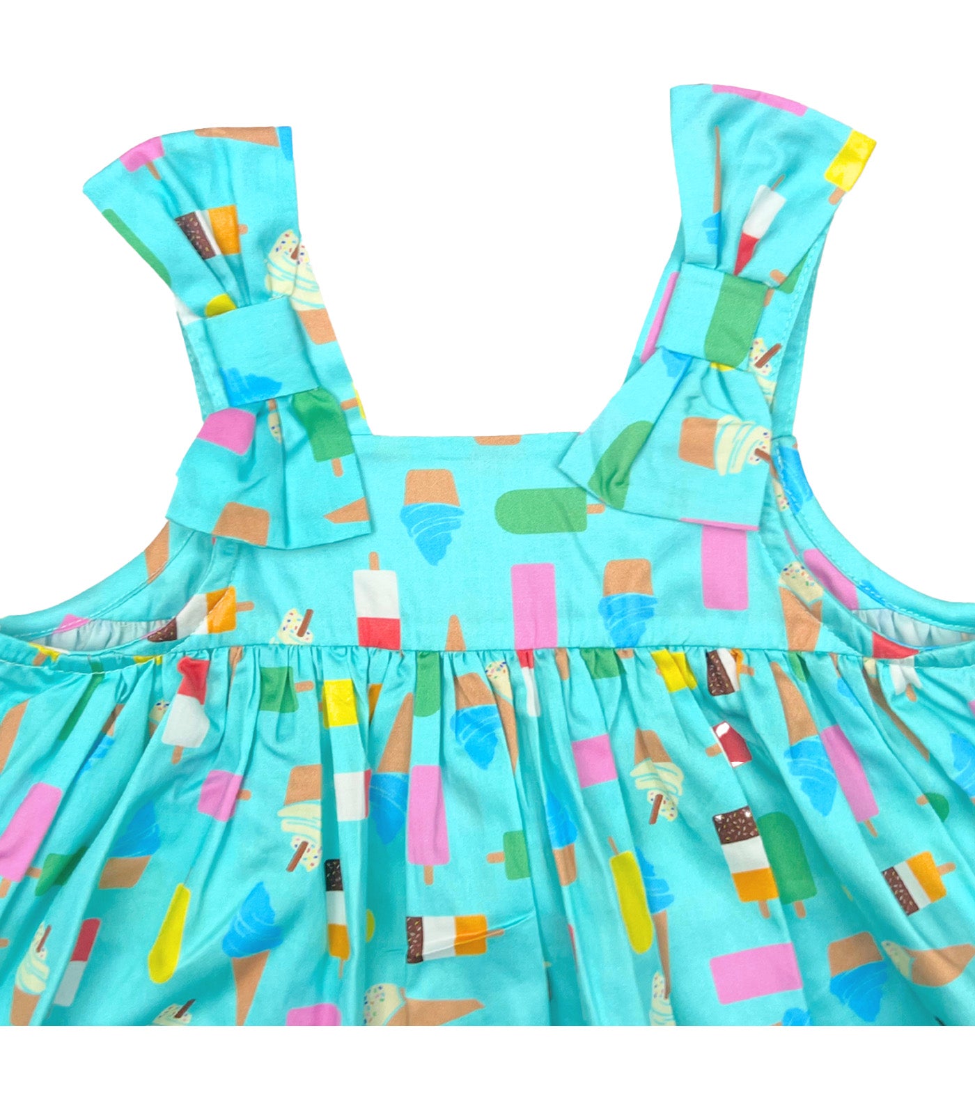 Hailey Baby Girls Empire Dress with Diaper Cover Blue Green
