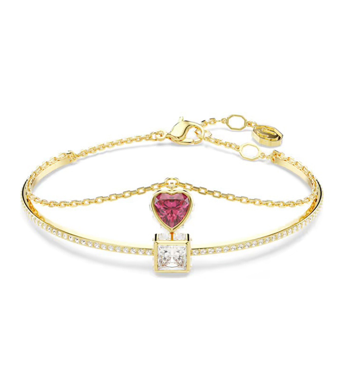 Chroma Bangle Heart, Red, Gold-Tone Plated