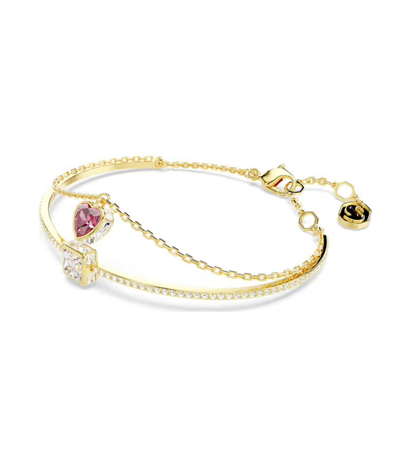 Chroma Bangle Heart, Red, Gold-Tone Plated
