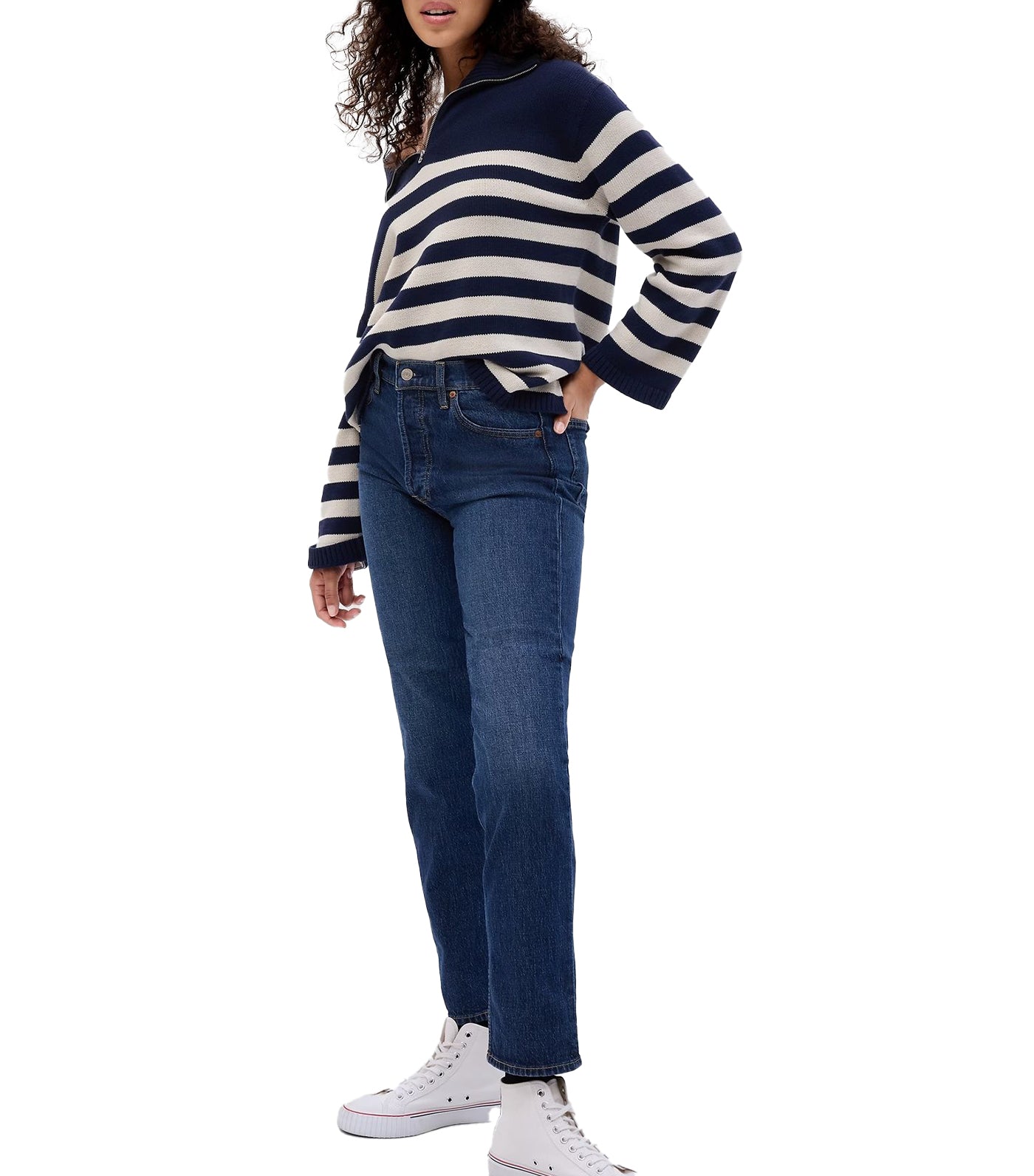 High Rise Cheeky Straight Jeans Dark Indigo V2