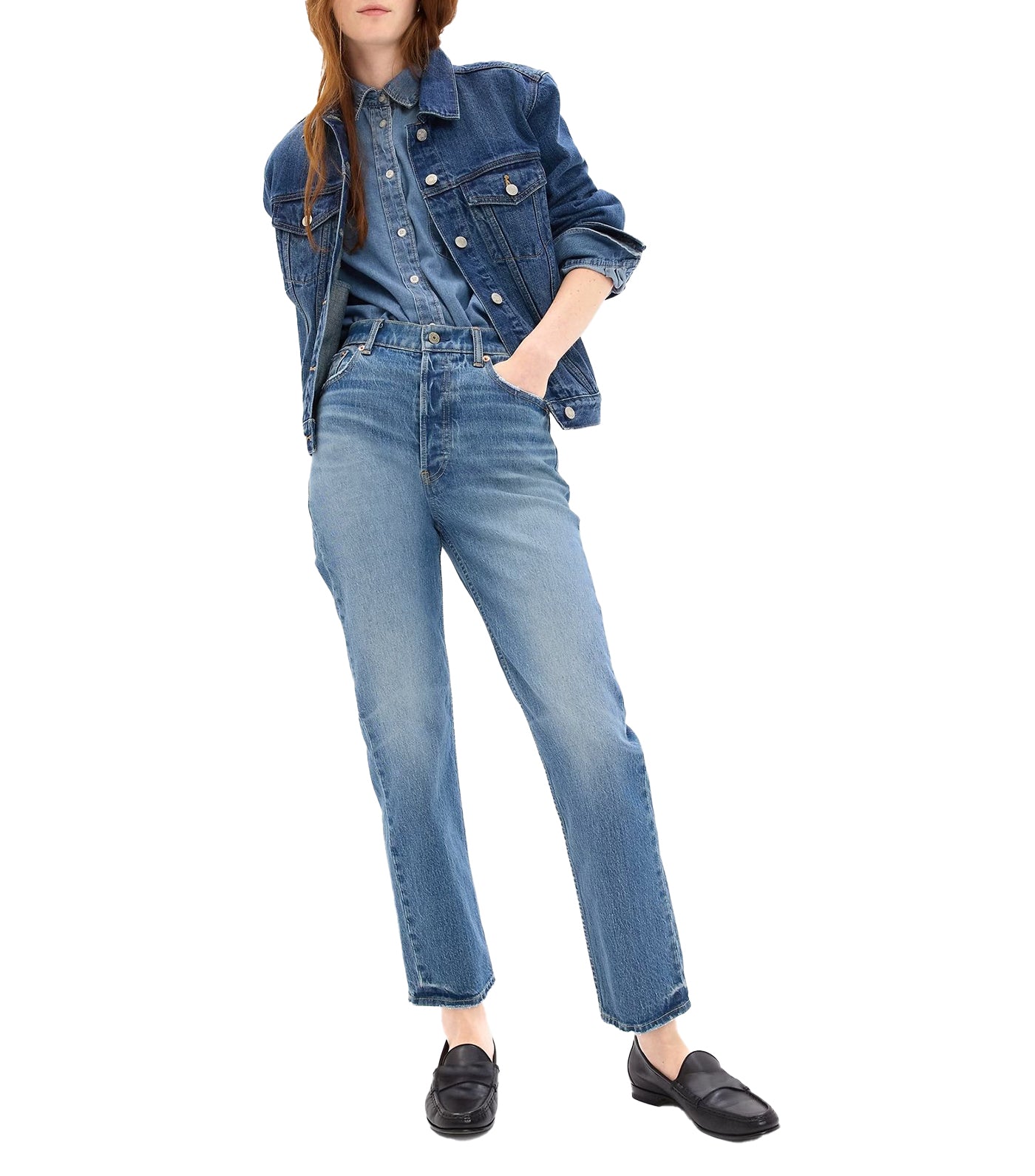 High Rise Cheeky Straight Jeans Medium Indigo 8