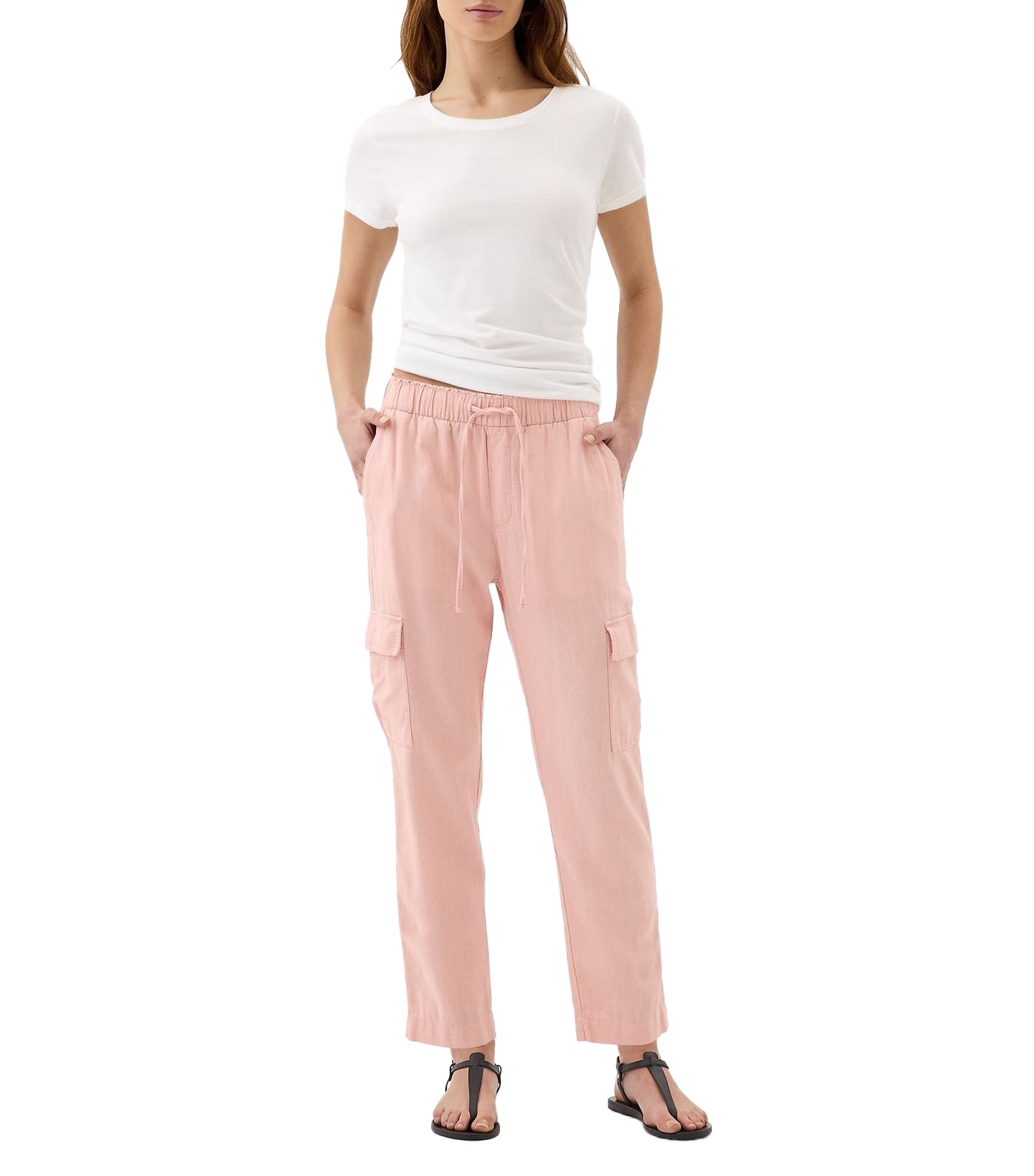 Mid Rise Easy Linen-Blend Pants Pink Slipper