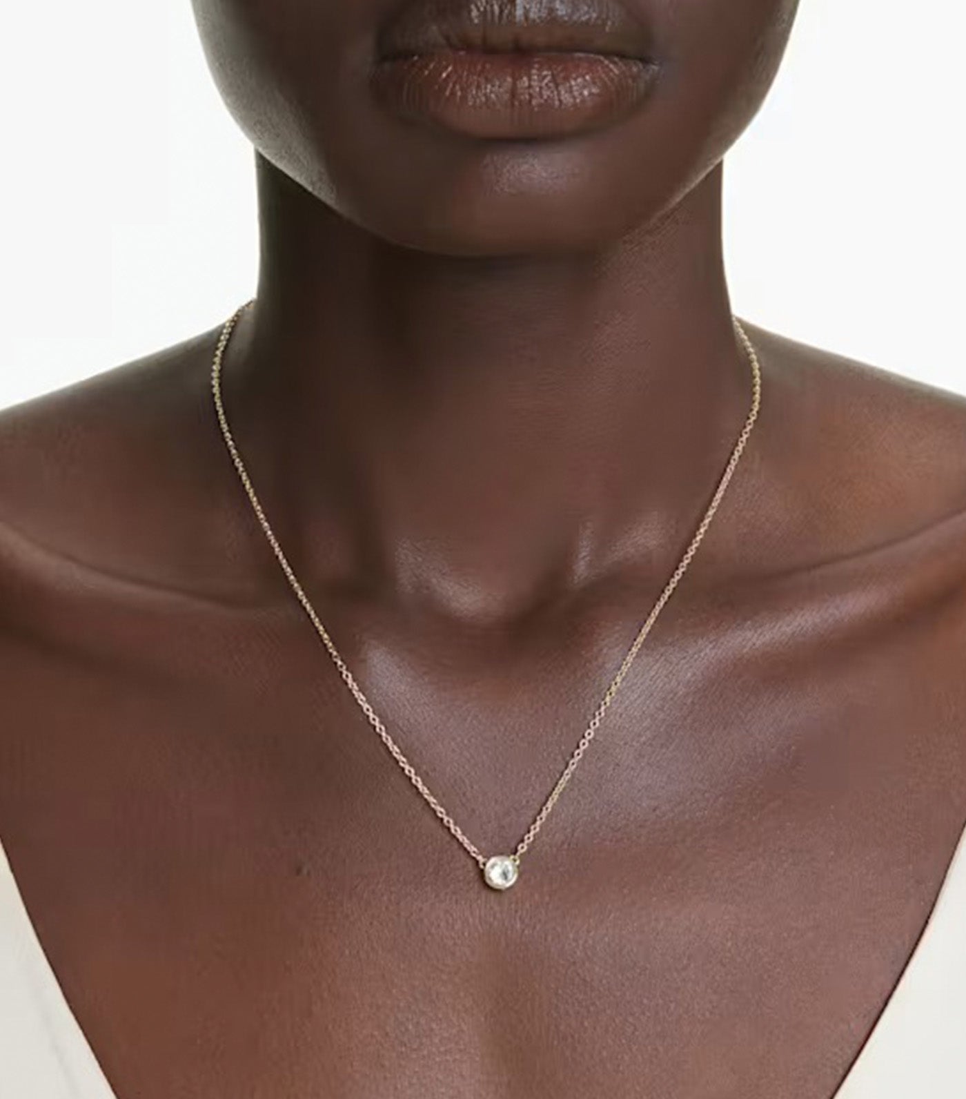 Imber Pendant Round Cut, White, Gold-Tone Plated