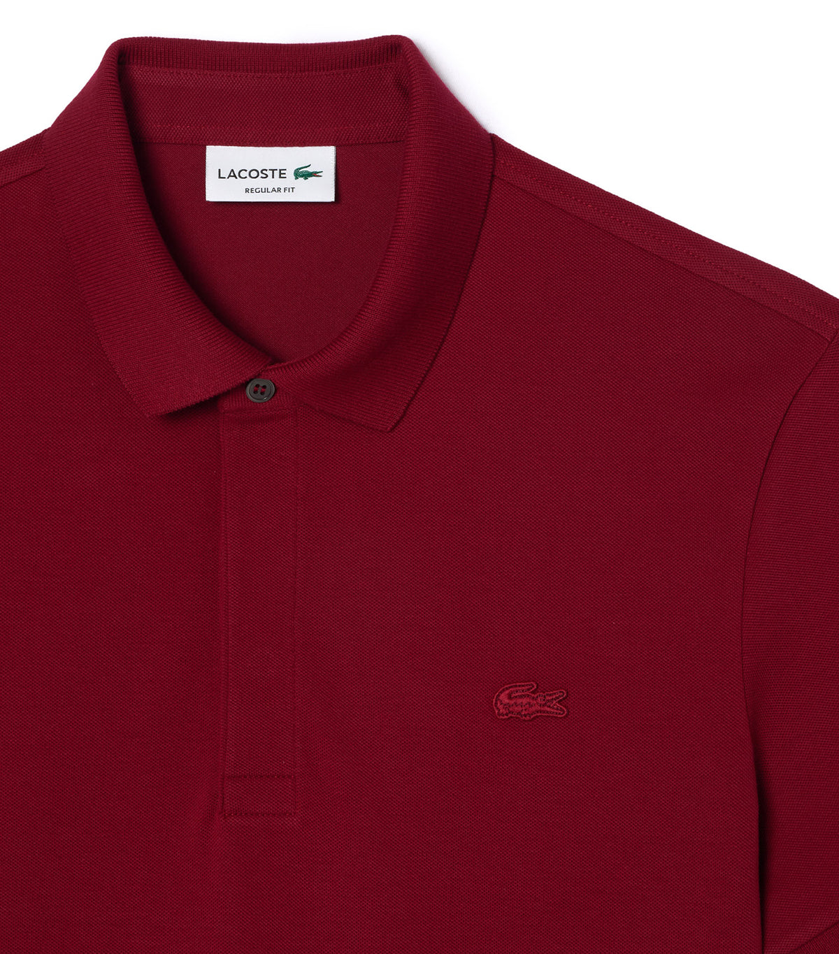 Men's Lacoste Paris Polo Shirt Regular Fit Stretch Cotton Piqué Bordeaux