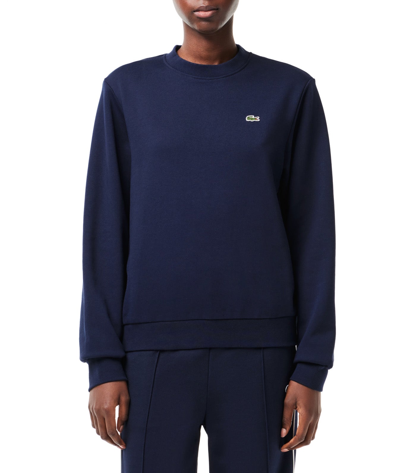 Women's Lacoste Color-Block Unbrushed Fleece Sweatshirt Navy Blue