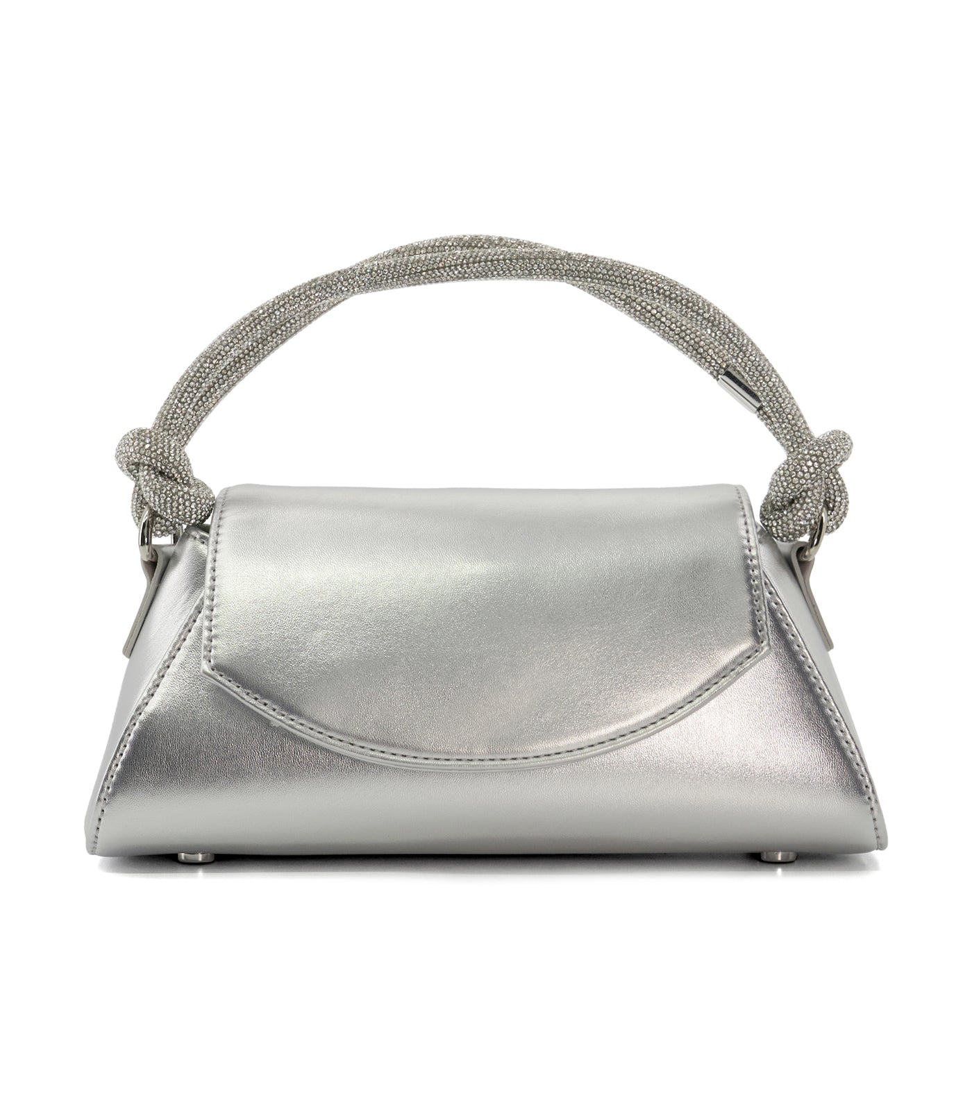 Brynley Twist Trim Handle Bag Silver-Plain Synthetic