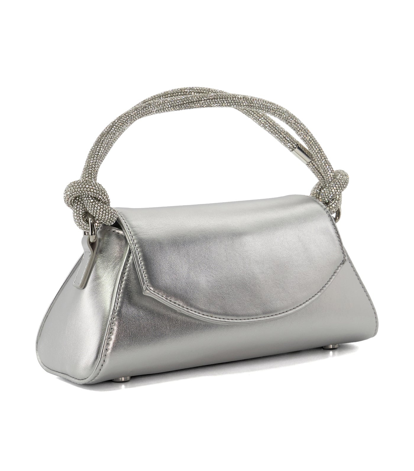 Brynley Twist Trim Handle Bag Silver-Plain Synthetic