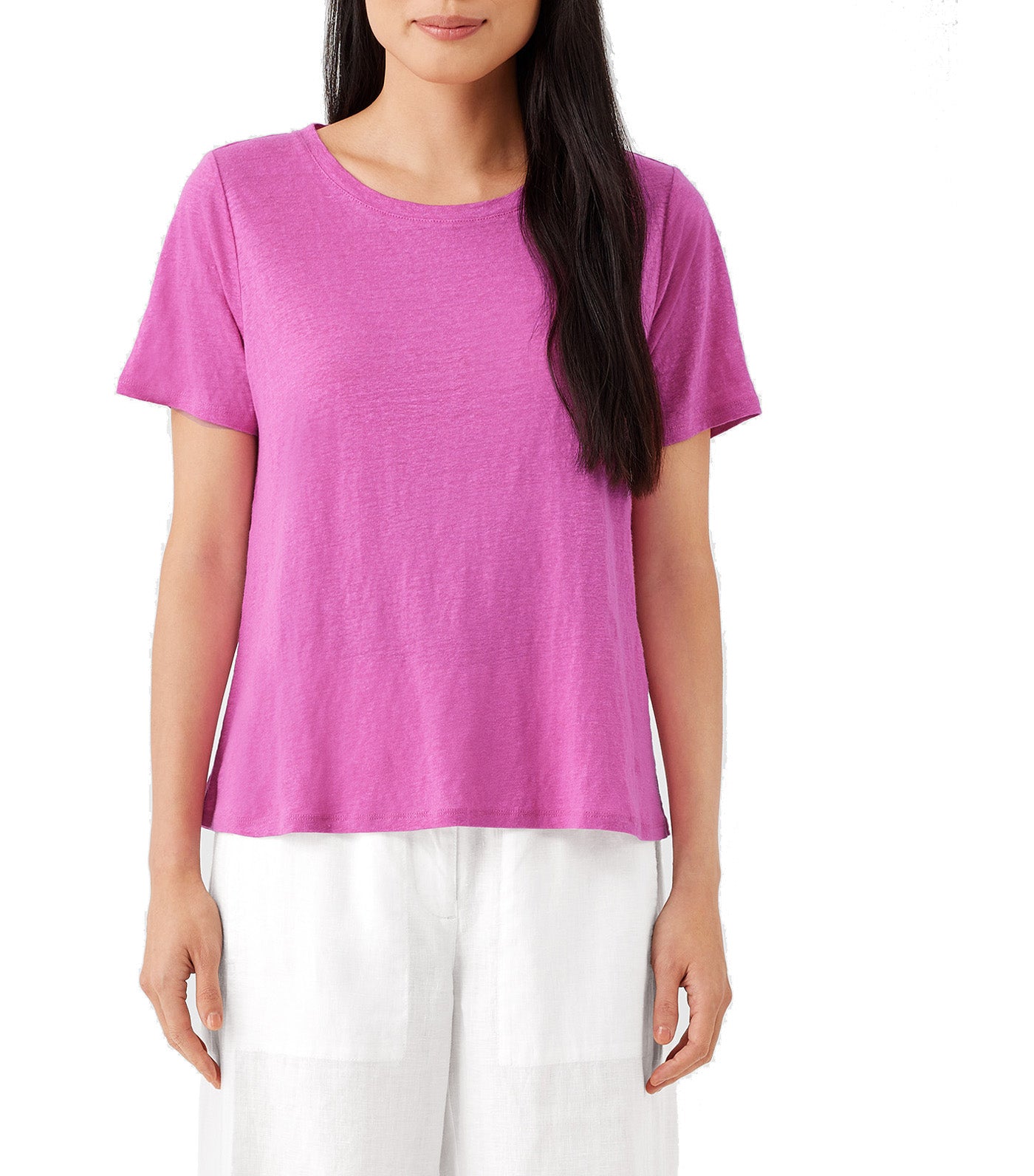 Organic Linen Jersey Crew Neck Tee Tulip