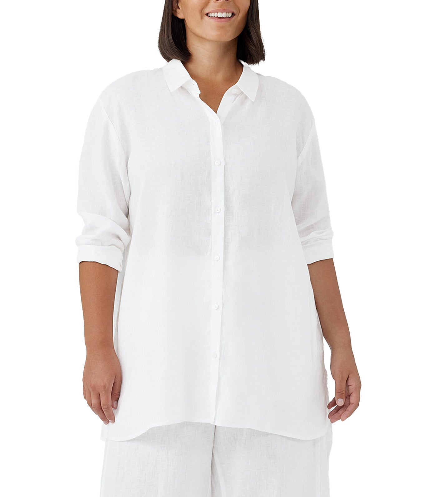 Organic Handkerchief Linen Classic Collar Shirt White