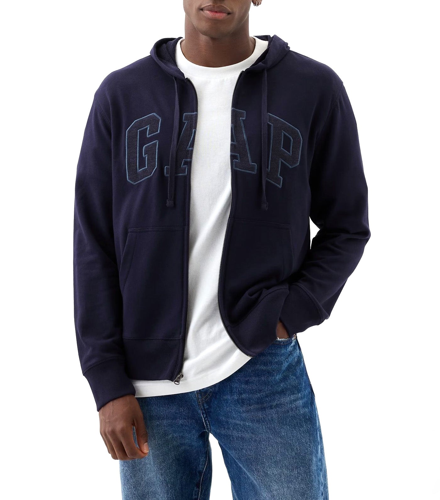Logo Zip Hoodie Tapestry Navy