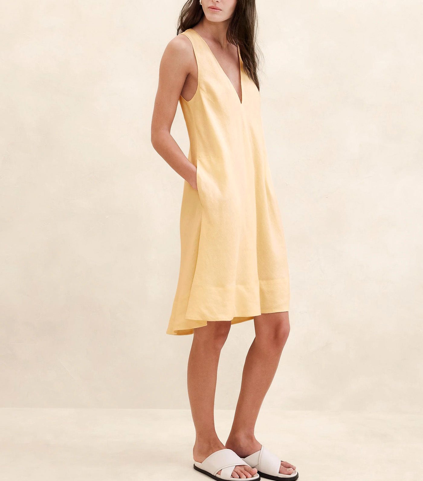 Ava Linen Mini Dress Golden Rattan
