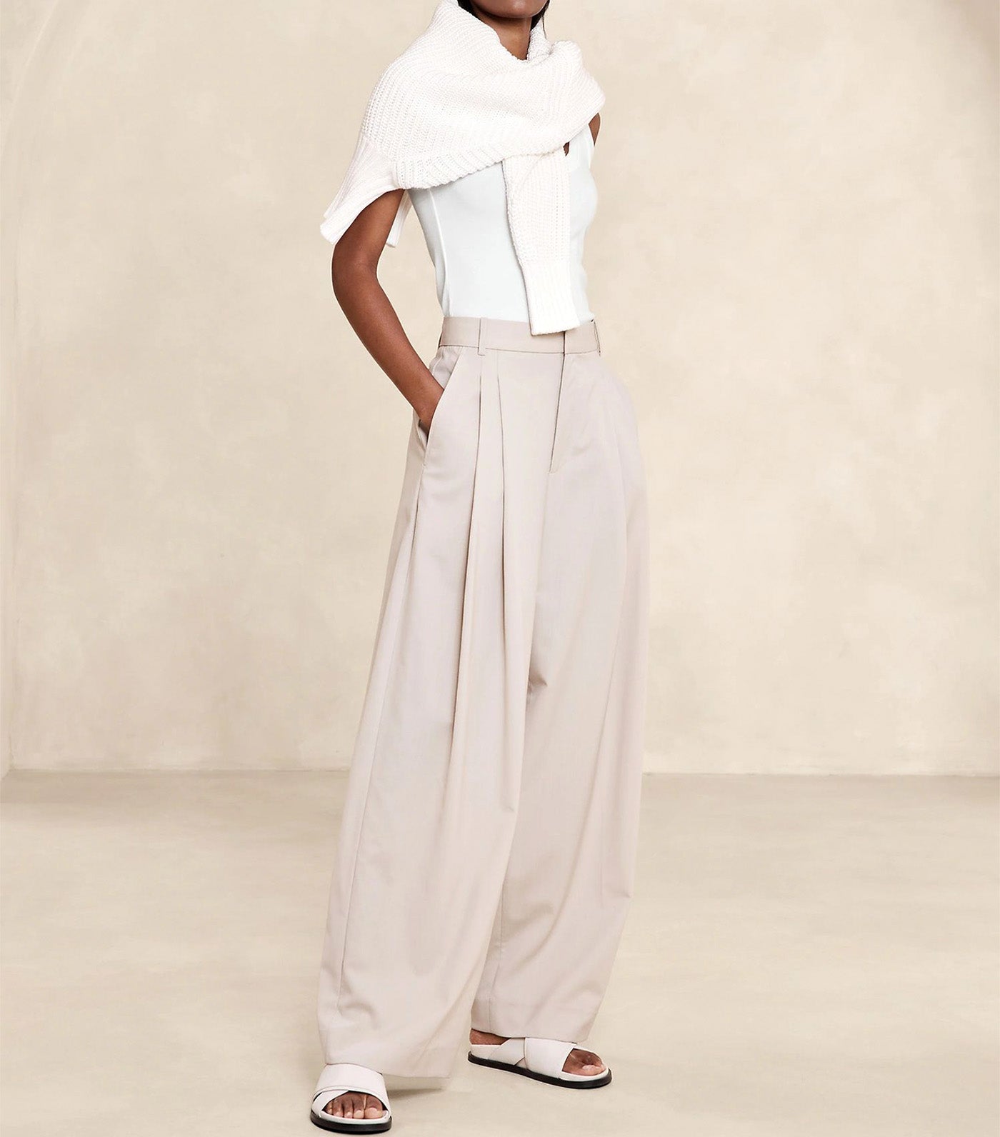 Ribbed Scoop-Neck Tank White