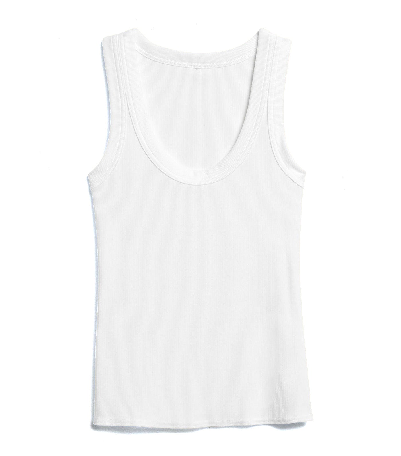 Ribbed Scoop-Neck Tank White