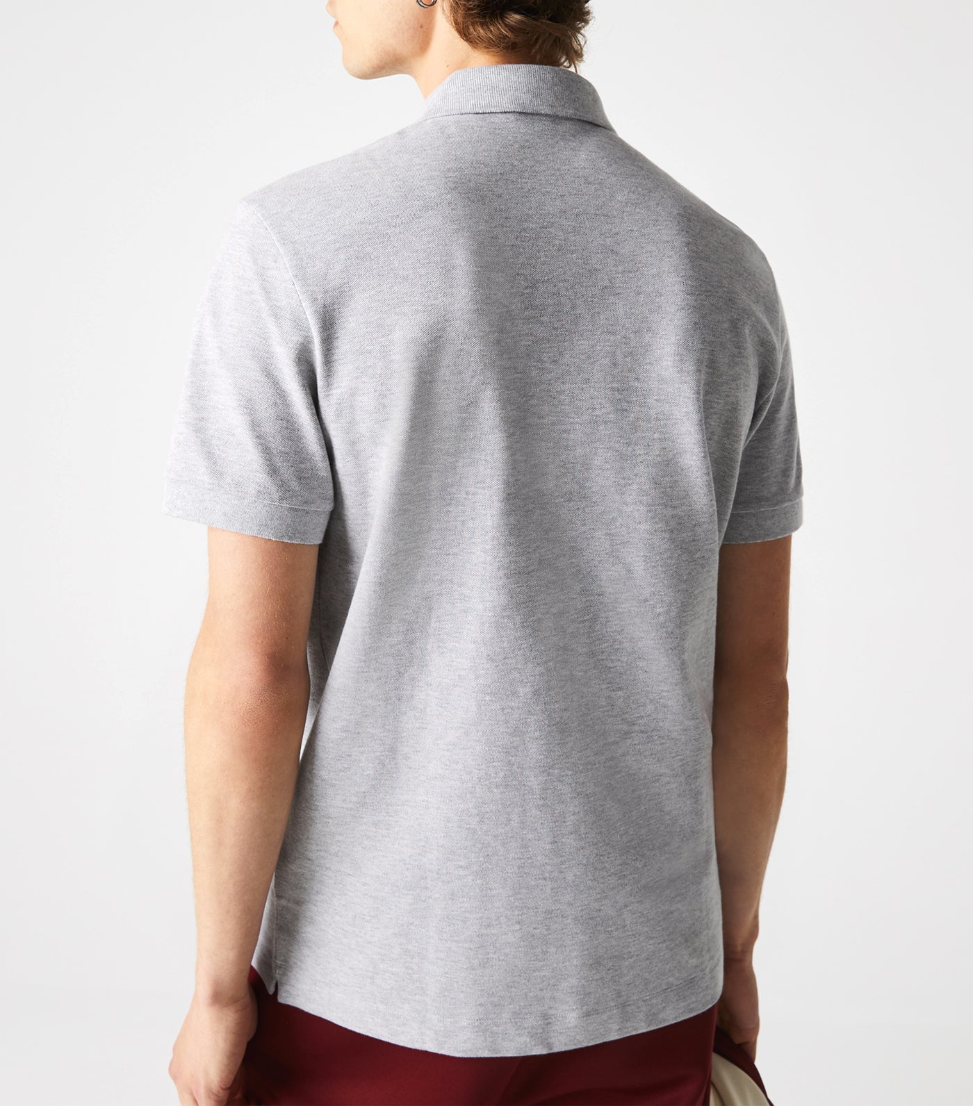 Men's Lacoste Paris Polo Shirt Regular Fit Stretch Cotton Piqué Silver Chine