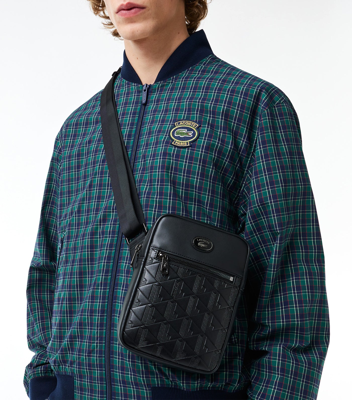 Men's Nomogramme Leather Print Vertical Satchel Noir