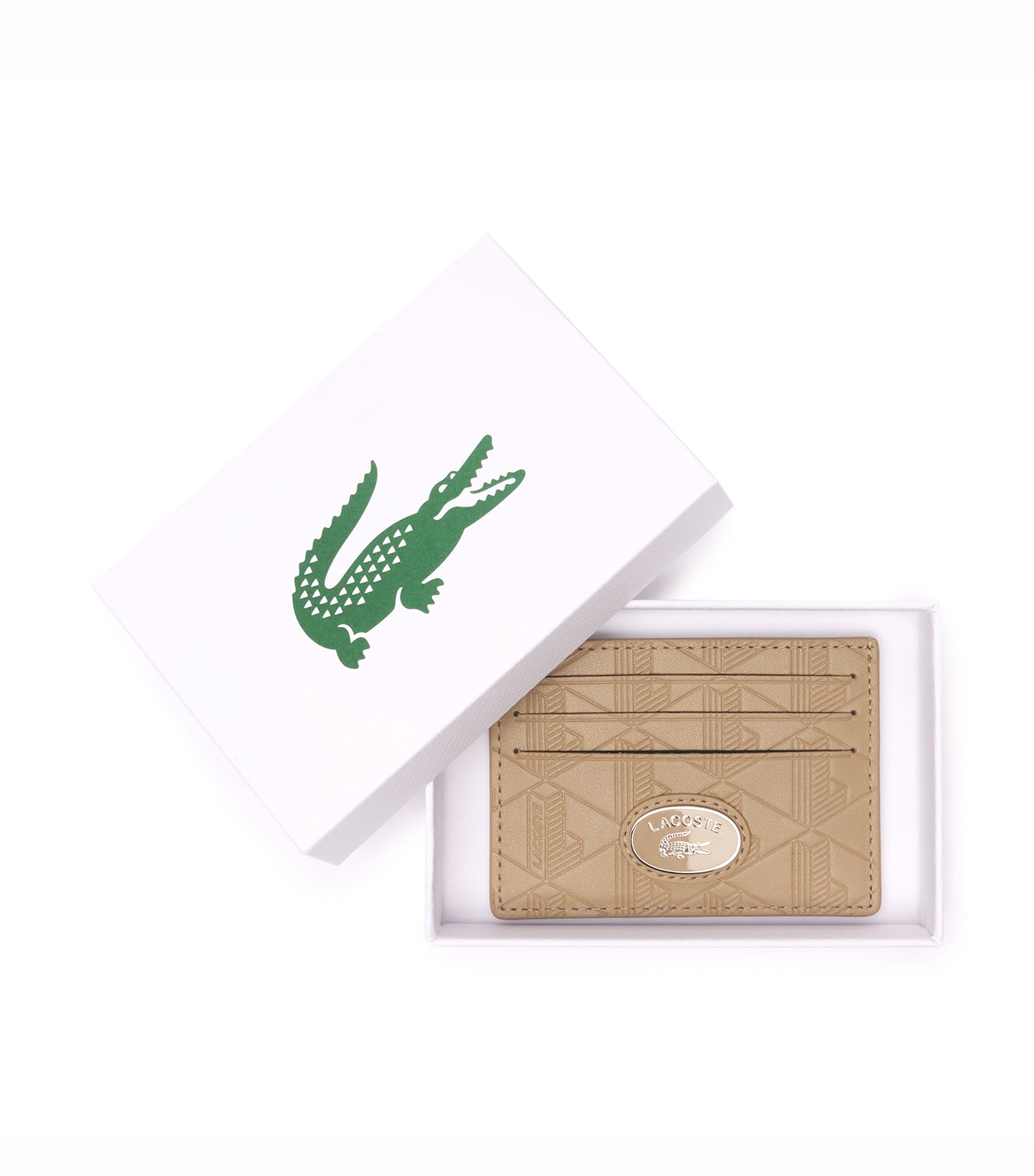 Leather Monogram Print Card Holder Viennois