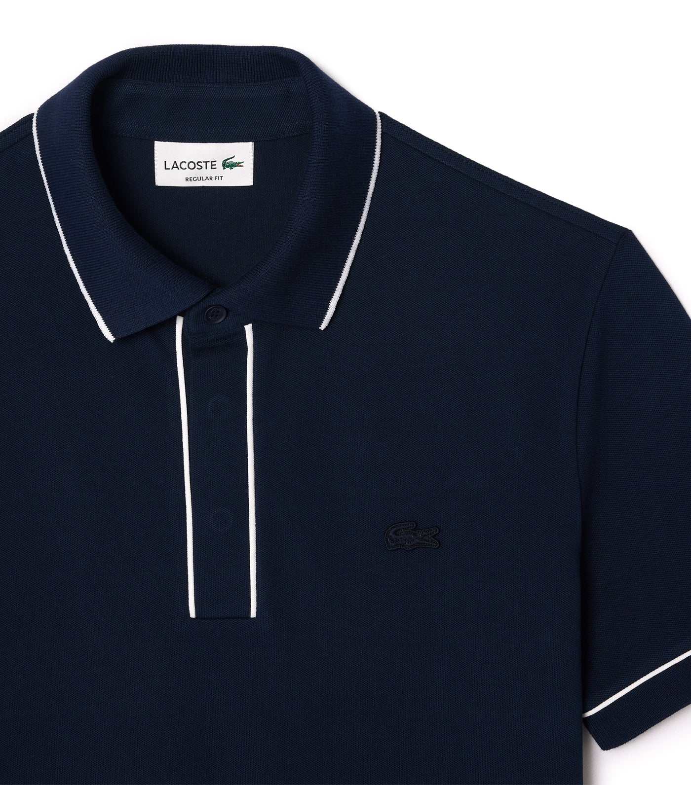 Lacoste Smart Paris Stretch Cotton Contrast Trim Polo Shirt Navy Blue