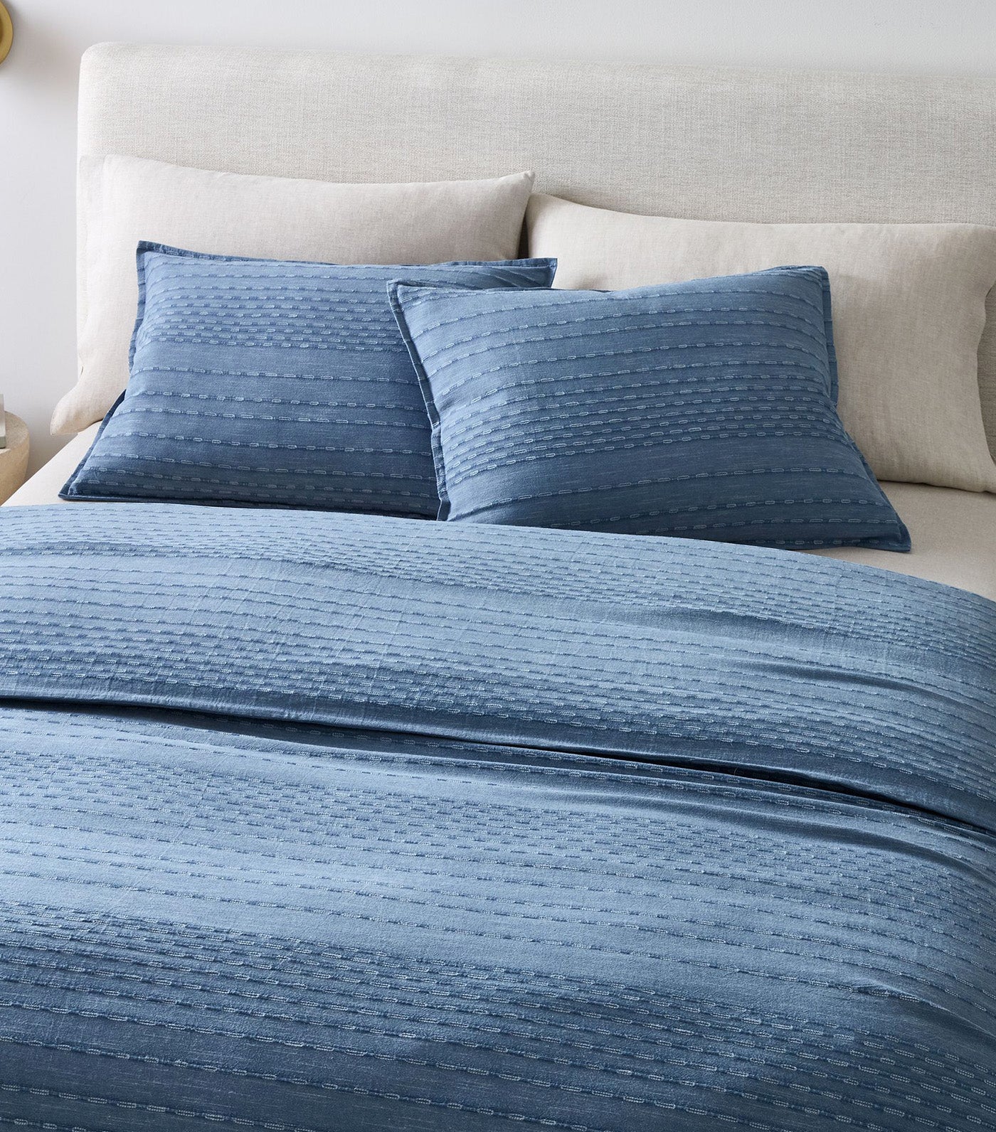 Reese Linen Cotton Duvet Cover and Shams - Marina Blue