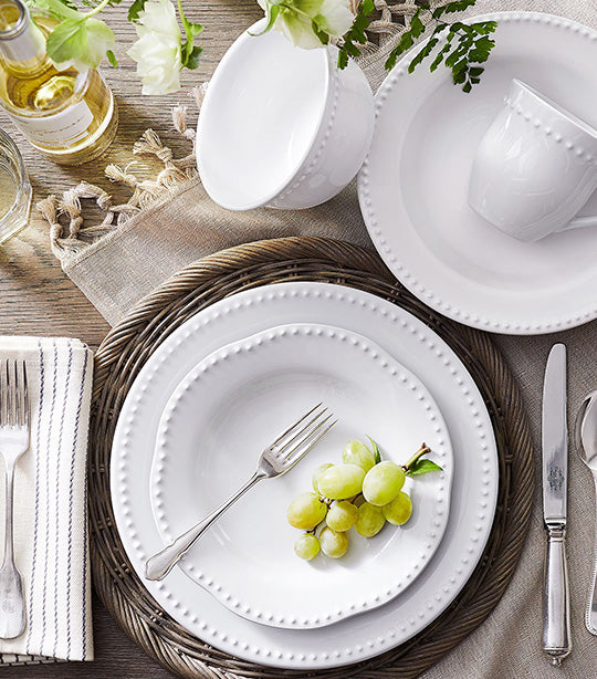 Emma Beaded Stoneware - White