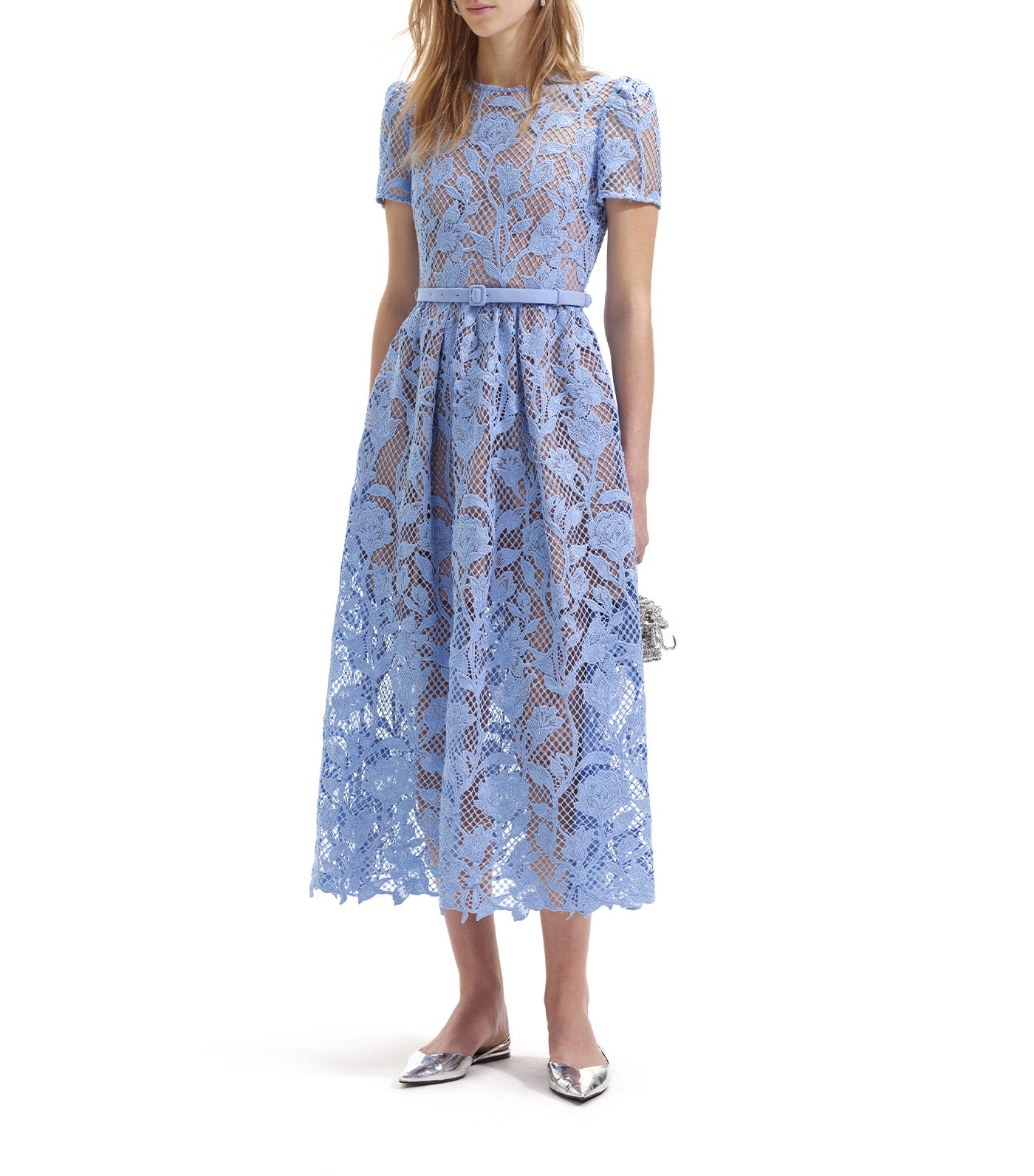 Lily Lace Midi Dress Blue