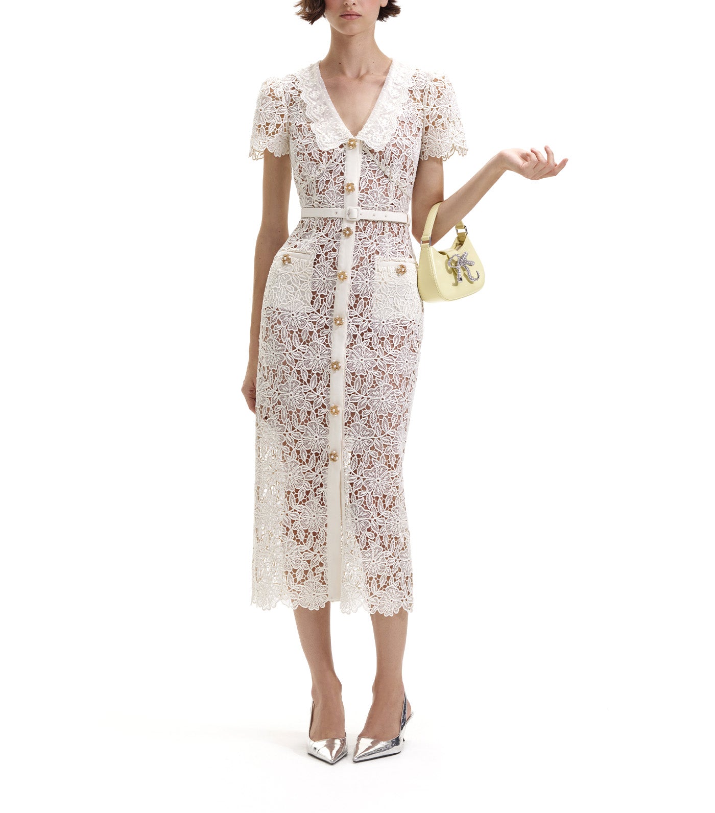 Lace Midi Dress Cream