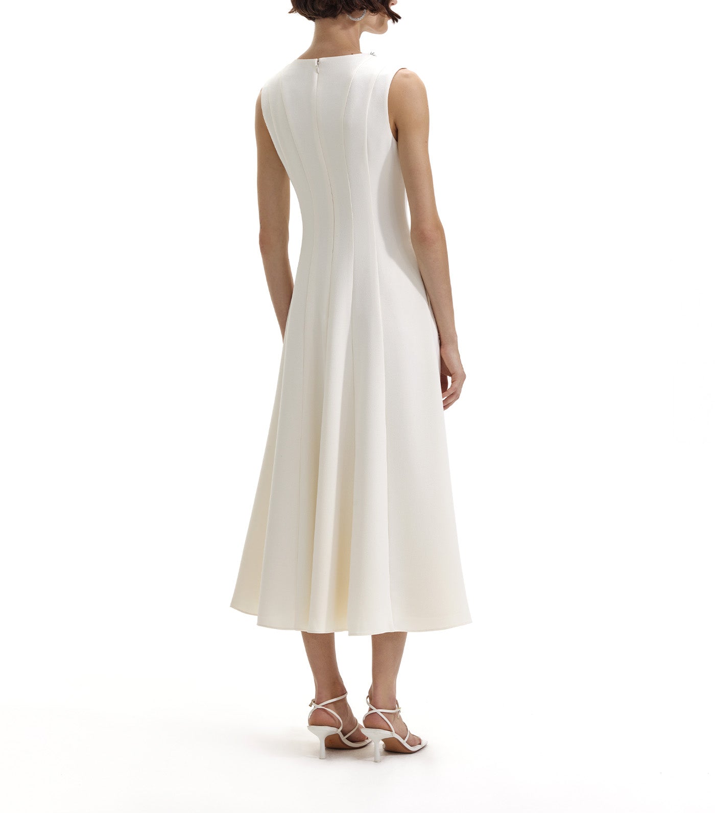 Crepe Embellished Midi Dress Cream