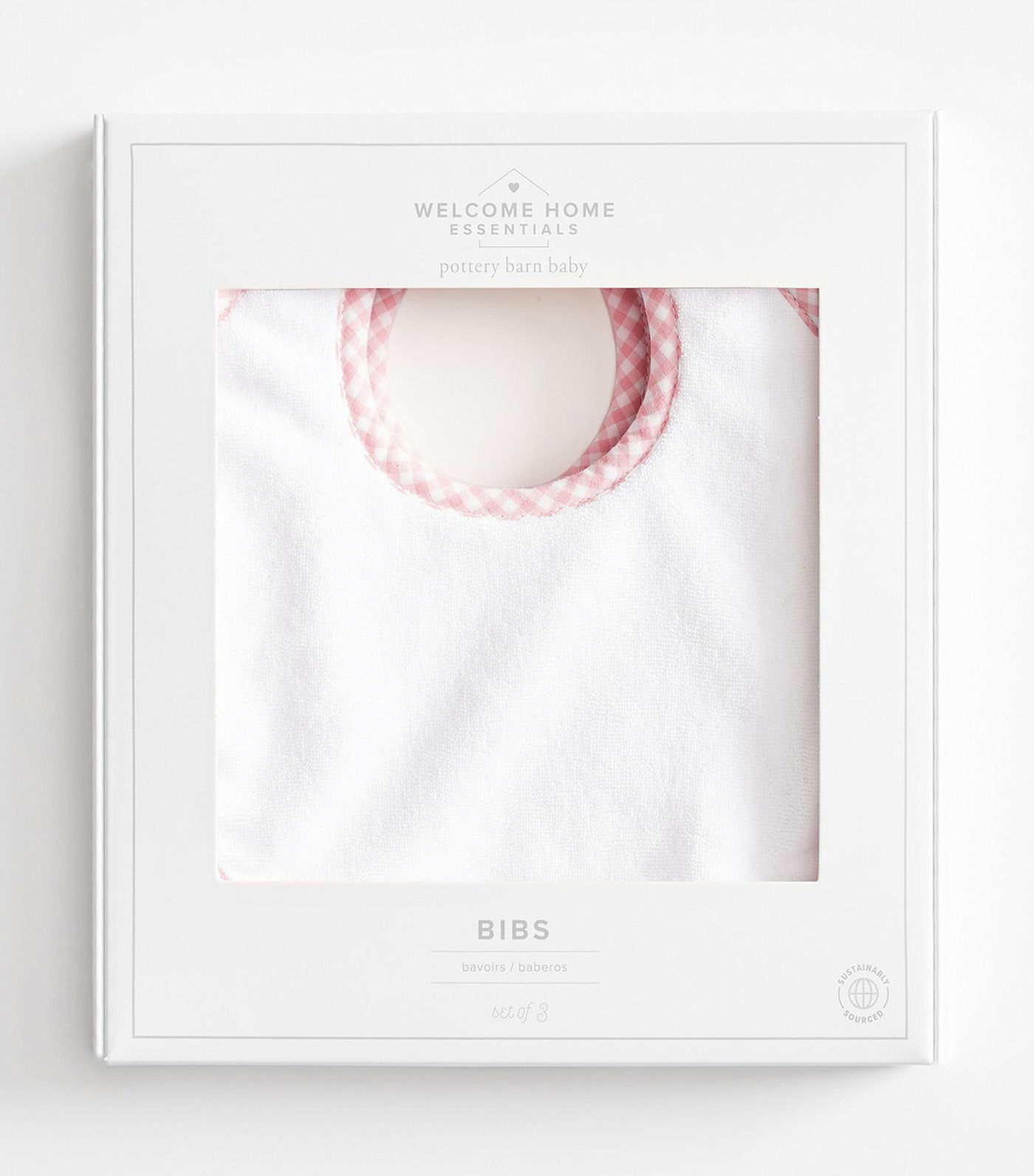 Gingham Bibs, Set of 3 - Pink