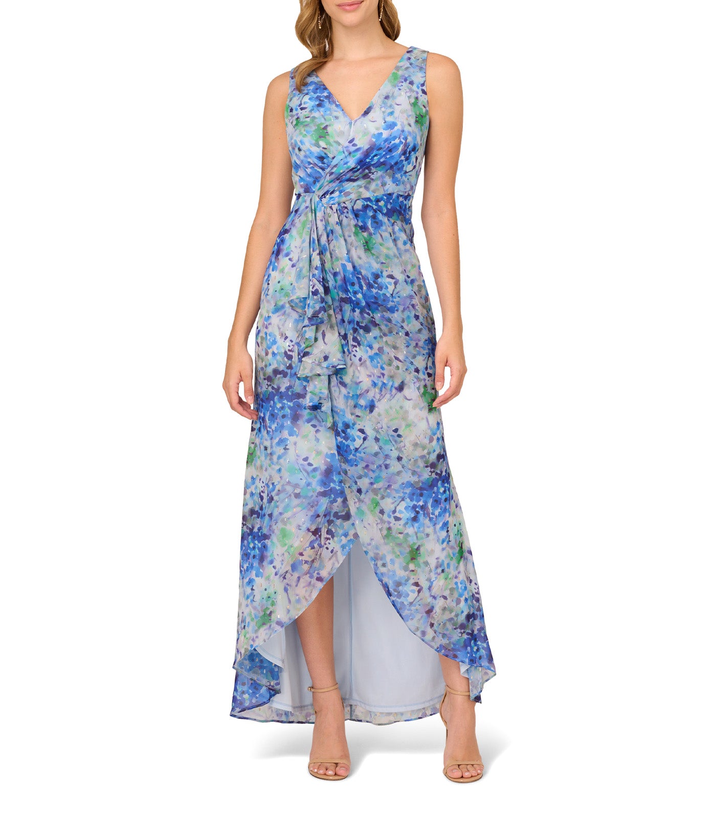 Long Printed Gown Blue Multi