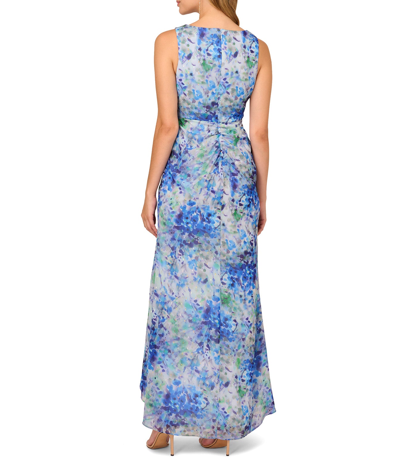 Long Printed Gown Blue Multi